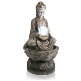 Buddha Crystal Ball Fountain Cascade Water Feature LED Lights 66cm