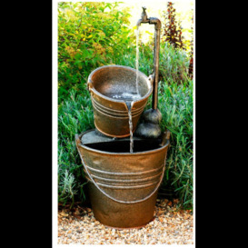 Tap Bucket Indoor Outdoor Tiered Garden Water Feature LEDs 76cm