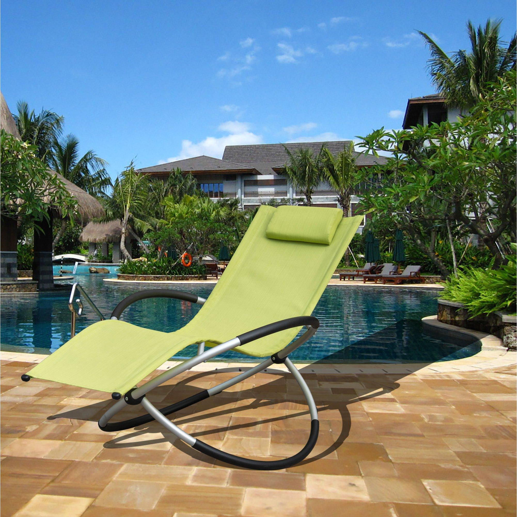 Zero Gravity Rocking Sun Lounger Chair with Pillow - image 1