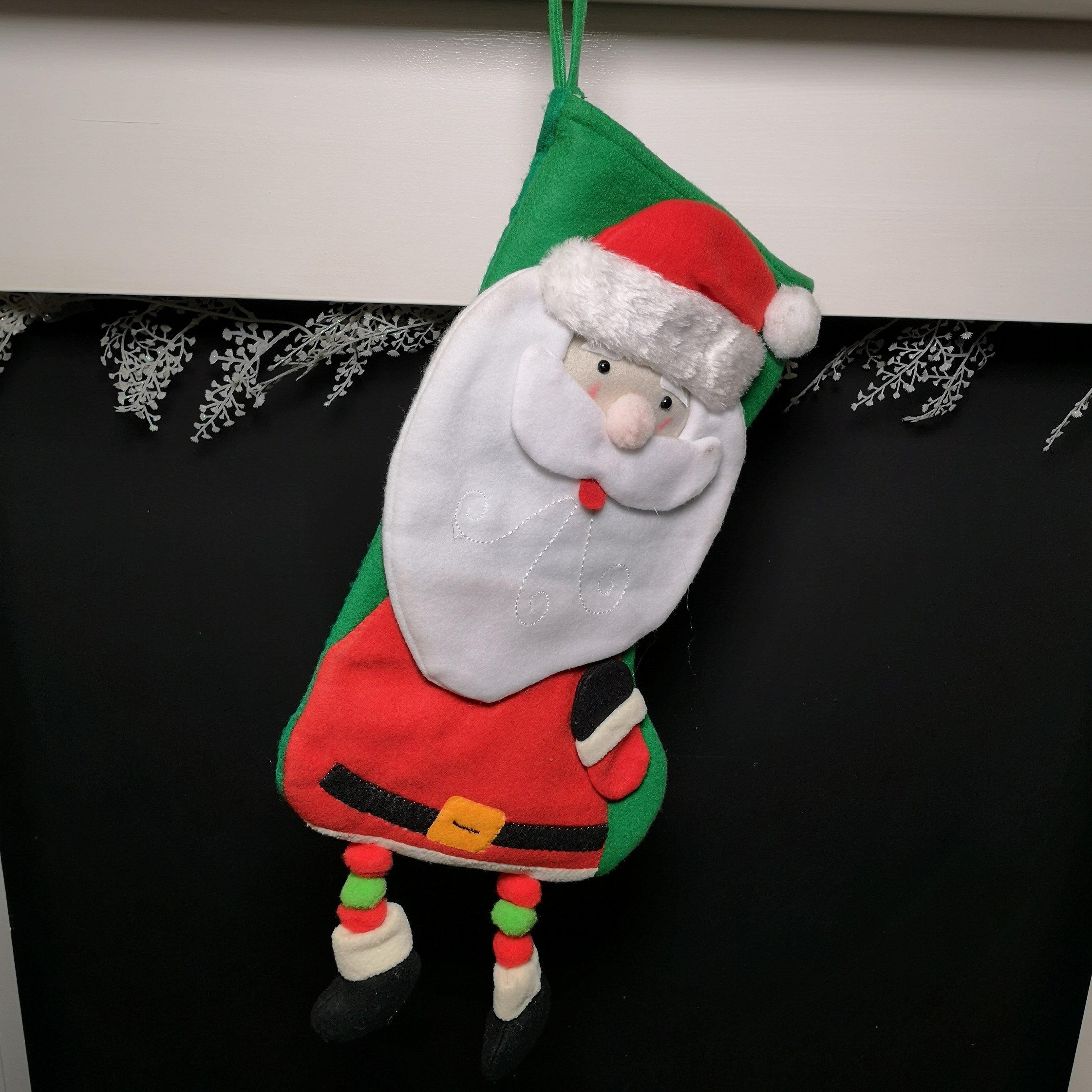 40cm Christmas Stocking Hanging Decoration in 3D Santa Design - image 1
