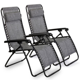 Set of 2 Premium Sun Lounger Garden Chairs