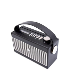 GPO Darcy AM/FM Radio & Alarm Clock with Stylish Leather Effect Case