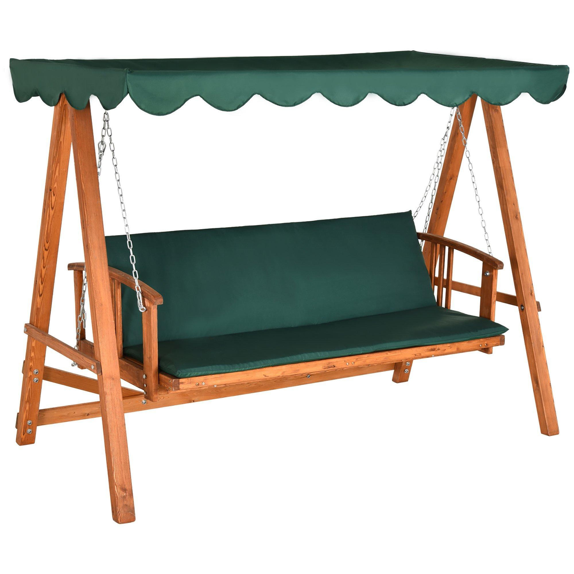 3 Seater Wooden Garden Swing Chair Seat Hammock Bench Lounger - image 1