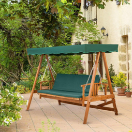 3 Seater Wooden Garden Swing Chair Seat Hammock Bench Lounger - thumbnail 2