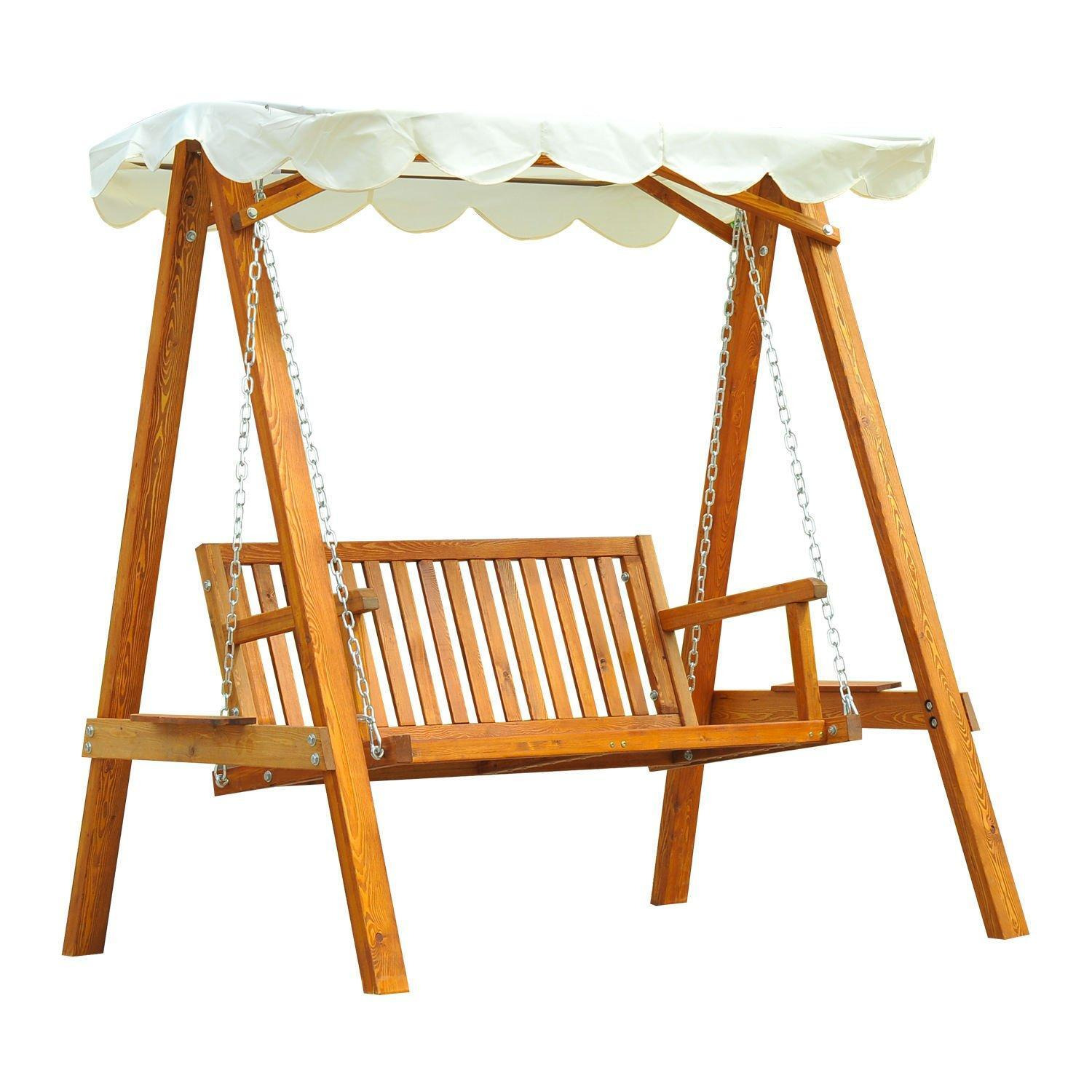 2 Seater Wooden Garden Swing Chair Seat Hammock Bench  Lounger - image 1
