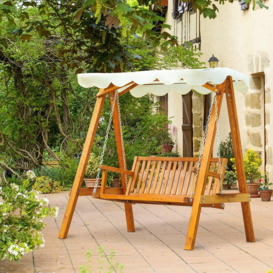 2 Seater Wooden Garden Swing Chair Seat Hammock Bench  Lounger - thumbnail 2