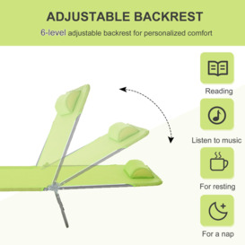Adjustable Sun Bed Garden Lounger Recliner Relaxing Camping - thumbnail 3