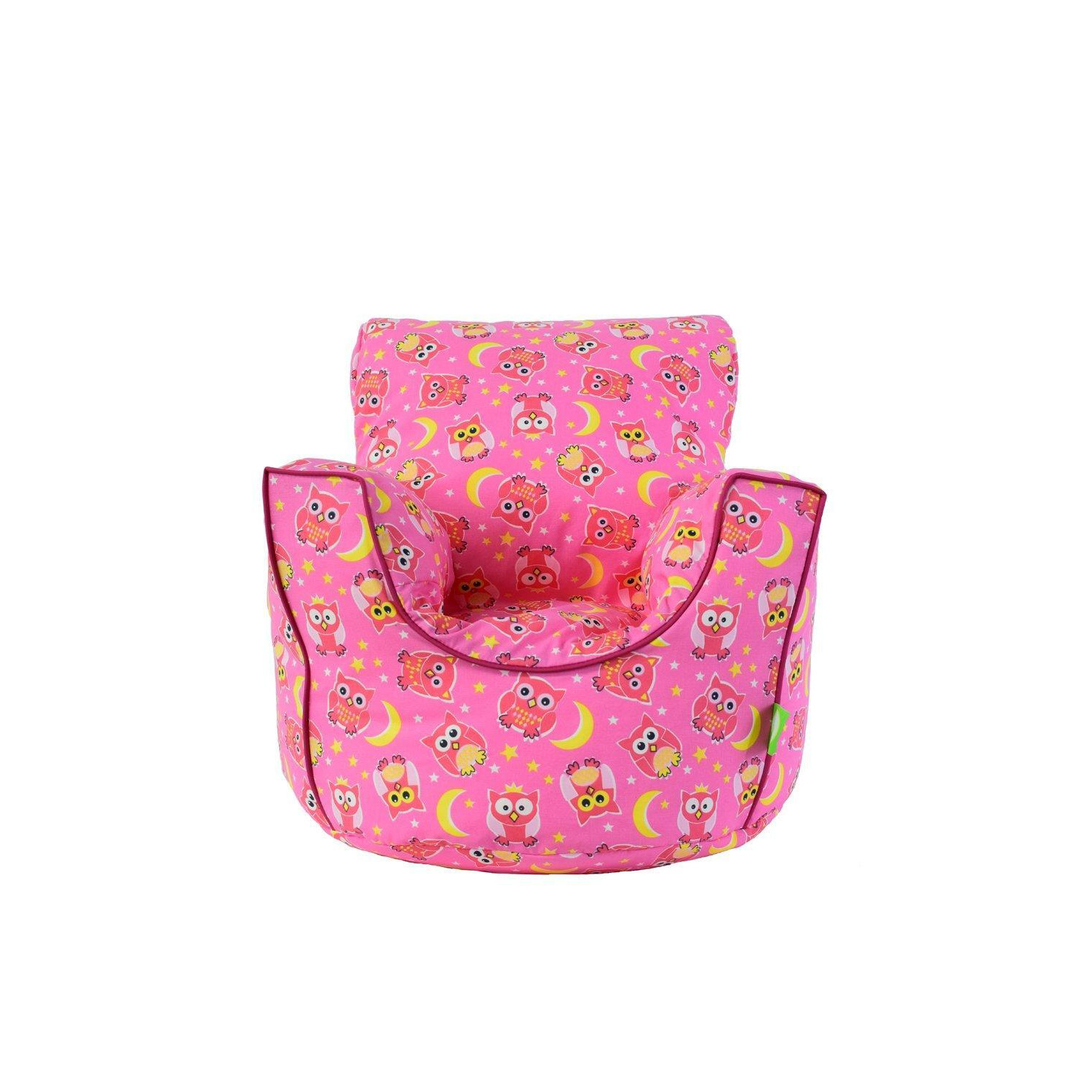 Cotton Pink Owl Bean Bag Arm Chair Toddler Size - image 1