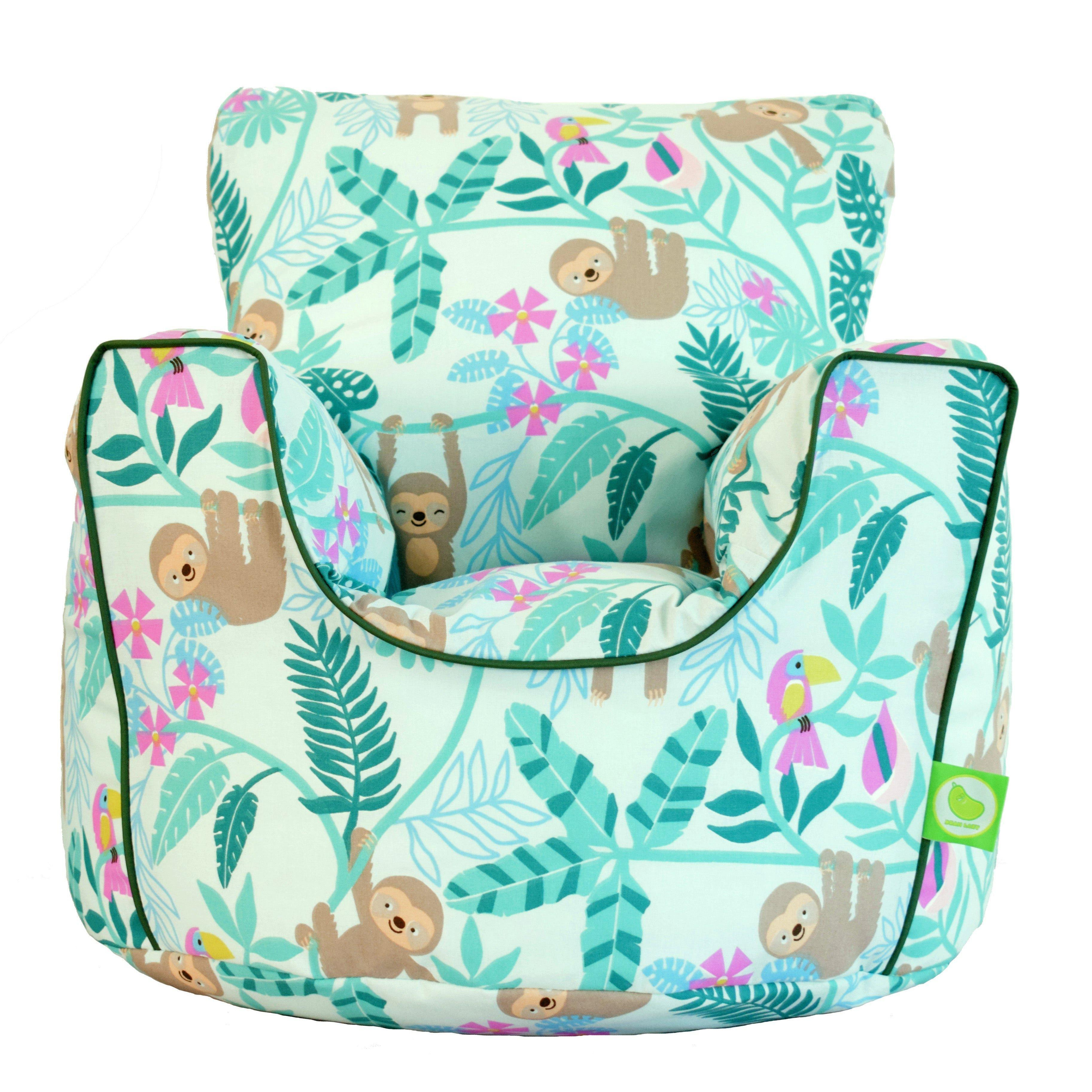 Cotton Green Sloth Bean Bag Arm Chair Toddler Size - image 1