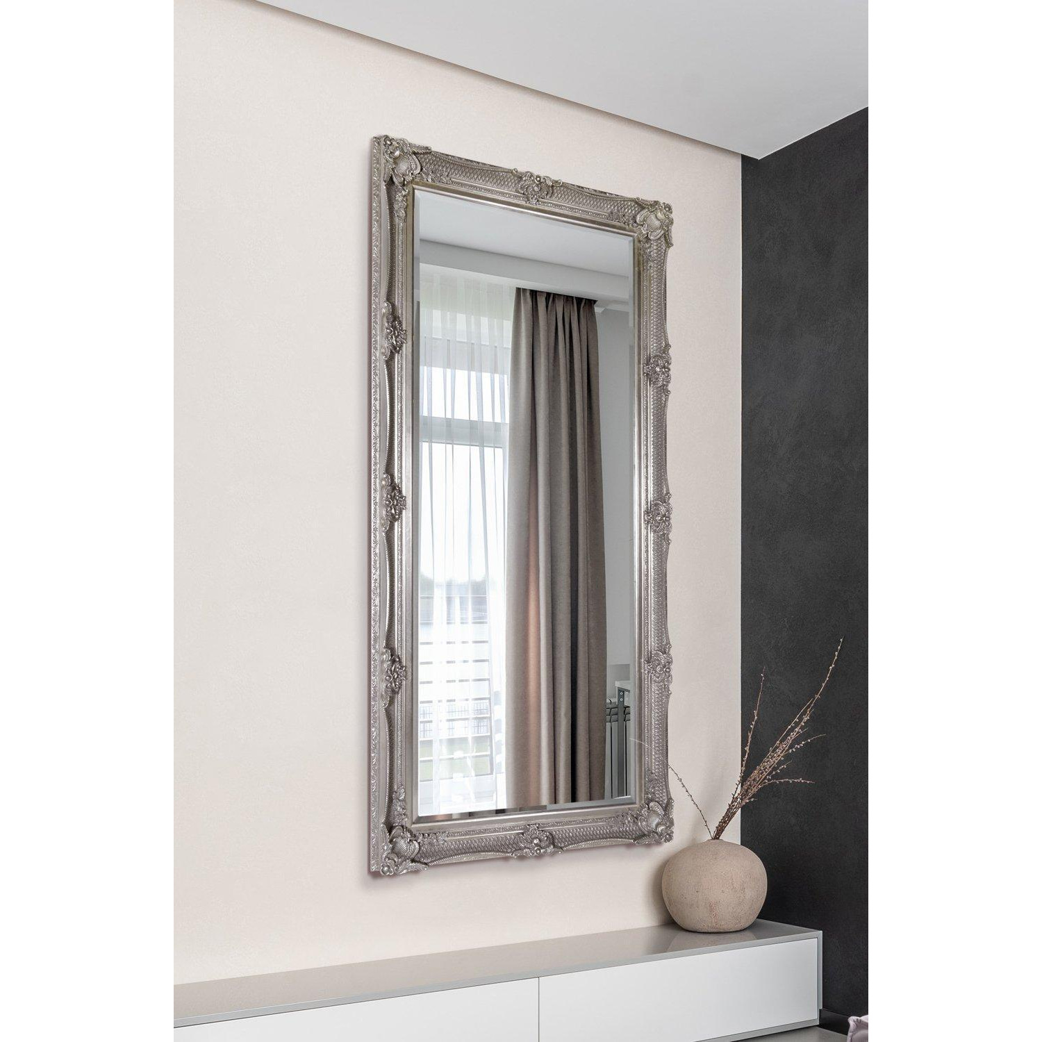 'Abbey' Full Length Silver Decorative Ornate Leaner Wall Mirror 5Ft5 X 2Ft7 (168cm X 78cm) - image 1