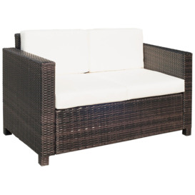 Rattan Garden Furniture Weave Wicker 2-Seater Sofa with Cushion