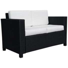 Rattan Garden Furniture Weave Wicker 2-Seater Sofa with Cushion - thumbnail 1