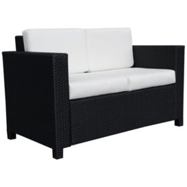 Rattan Garden Furniture Weave Wicker 2-Seater Sofa with Cushion