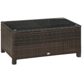Rattan Garden Furniture Weave Wicker Coffee Table with Tempered Glass - thumbnail 1