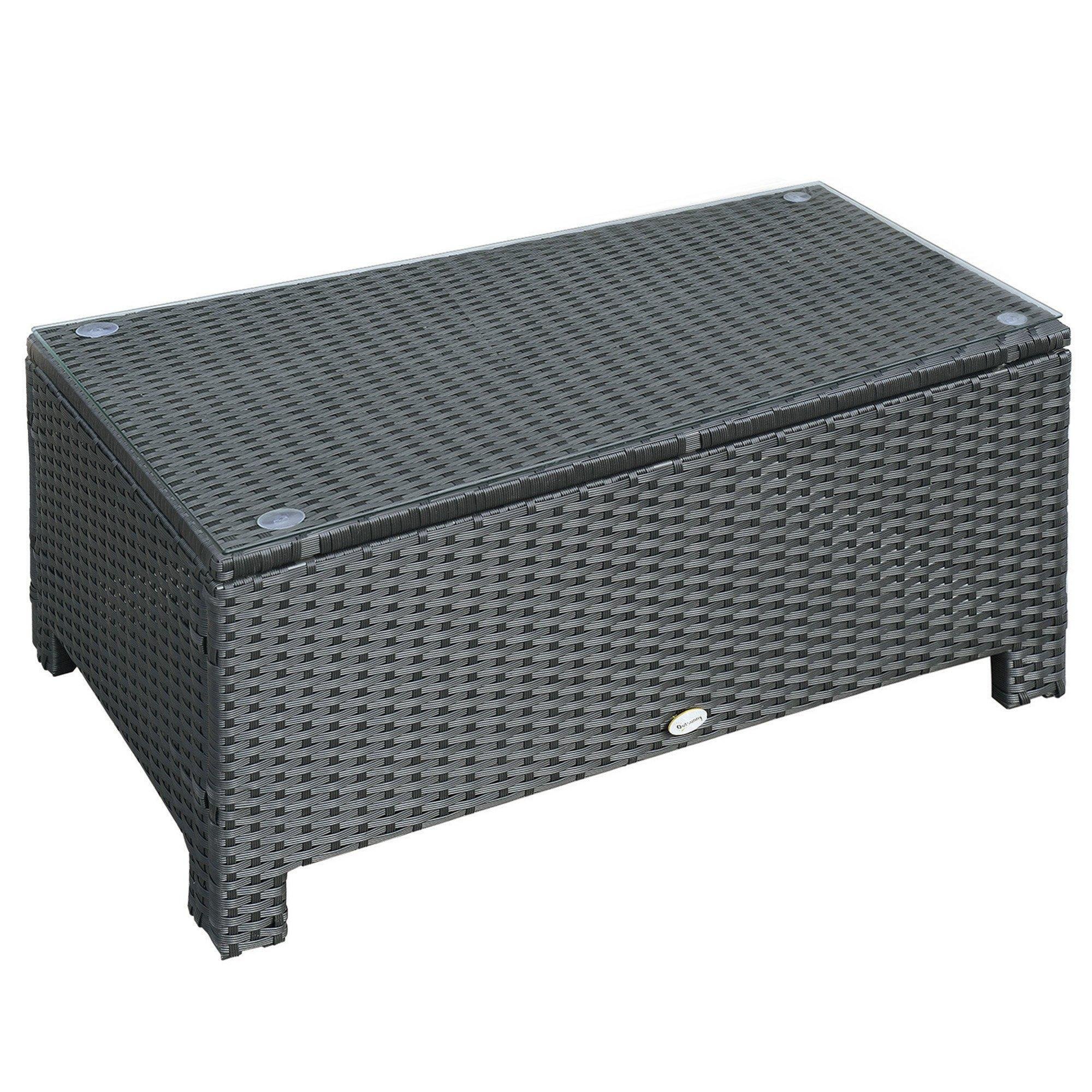 Rattan Garden Furniture Weave Wicker Coffee Table with Tempered Glass - image 1