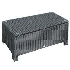 Rattan Garden Furniture Weave Wicker Coffee Table with Tempered Glass