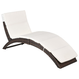 Sun Lounger Rattan Hammock Sun Bed Garden Folding Recliner Chair with Cushion - thumbnail 1
