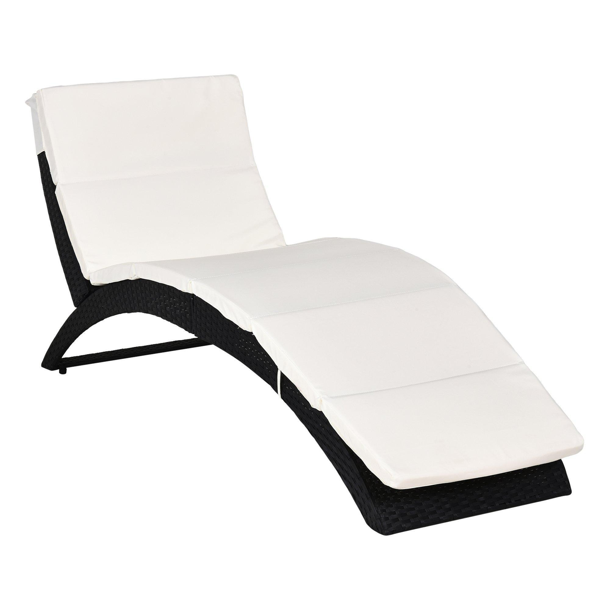 Sun Lounger Rattan Hammock Sun Bed Garden Folding Recliner Chair with Cushion - image 1
