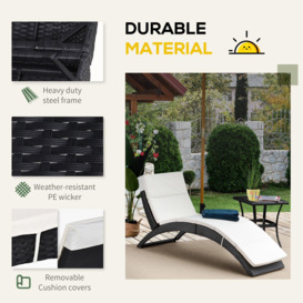 Sun Lounger Rattan Hammock Sun Bed Garden Folding Recliner Chair with Cushion - thumbnail 3