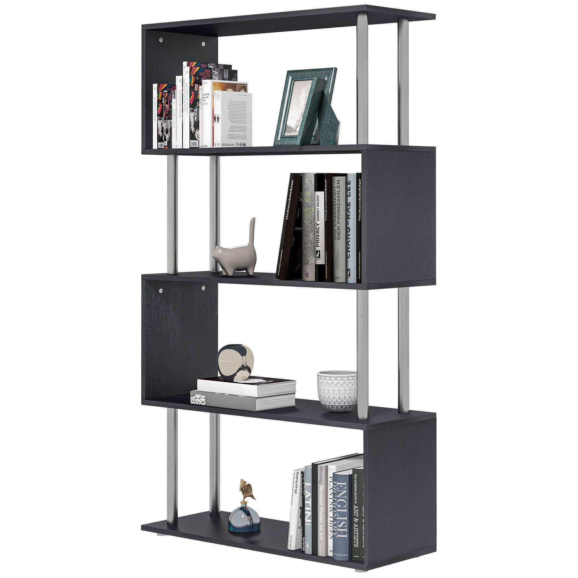 Wooden S Shape Bookcase Bookshelf Dividers Storage Display Unit - image 1