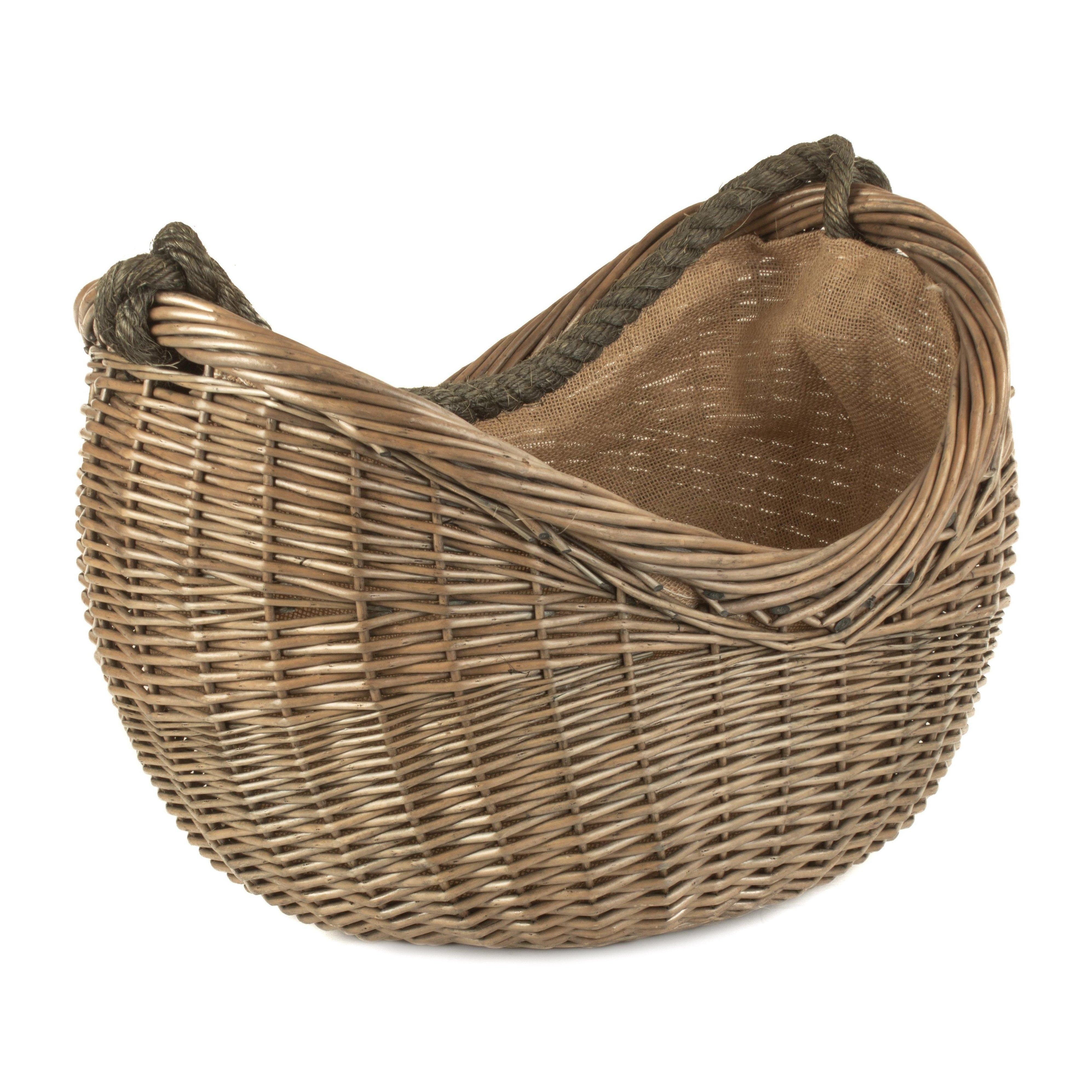 Wicker Antique Wash Rope Handled Carrying Basket - image 1
