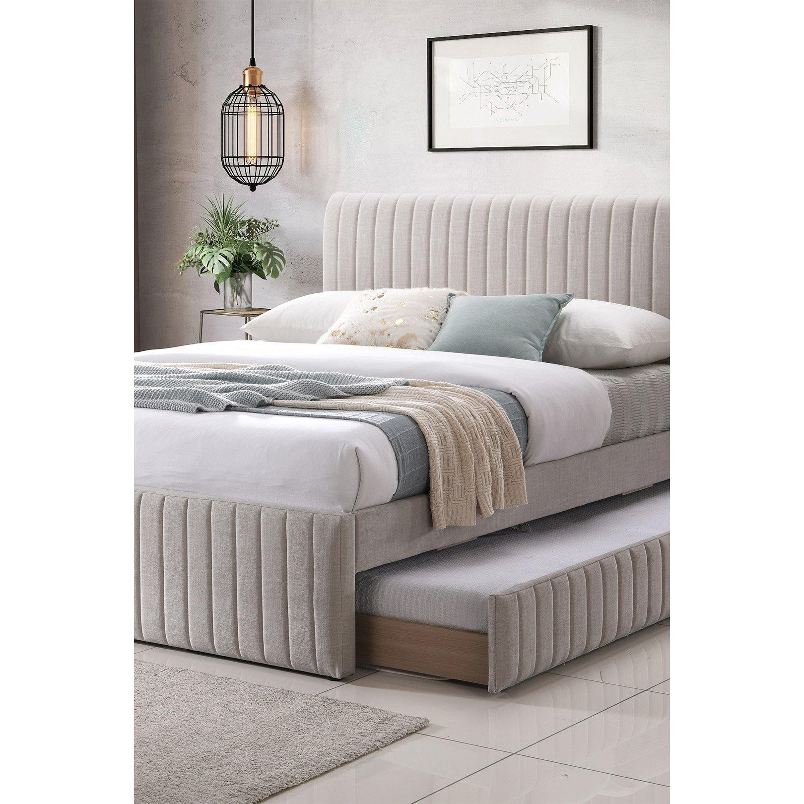Bexley Natural Oat Upholstered -  Bed Frame With Underbed Frame - image 1