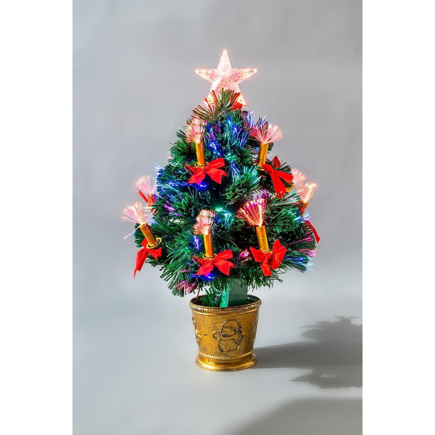 2Ft/60cm Candle & Bow Fibre Optic Christmas Tree LED Pre-Lit - image 1