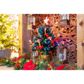 2Ft/60cm Candle & Bow Fibre Optic Christmas Tree LED Pre-Lit - thumbnail 3