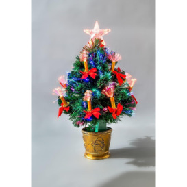 2Ft/60cm Candle & Bow Fibre Optic Christmas Tree LED Pre-Lit - thumbnail 1