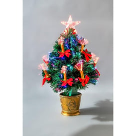 2Ft/60cm Candle & Bow Fibre Optic Christmas Tree LED Pre-Lit