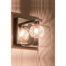 Single Wall Light Polished Chrome finish Glass Shade and Copper mesh