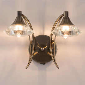 Double Wall Light and Sconce Antique Brass Finish