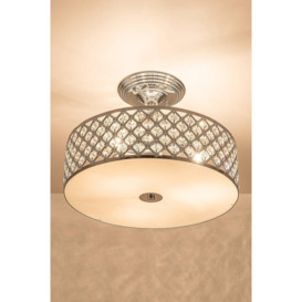 Drum Semi Flush Ceiling Light with decorative Crystals