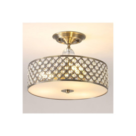 Semi Flush Ceiling Light Drum with decorative Crystals