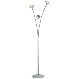 3 Light Floor Lamp Polished Chrome Finish Clear Glass Shades