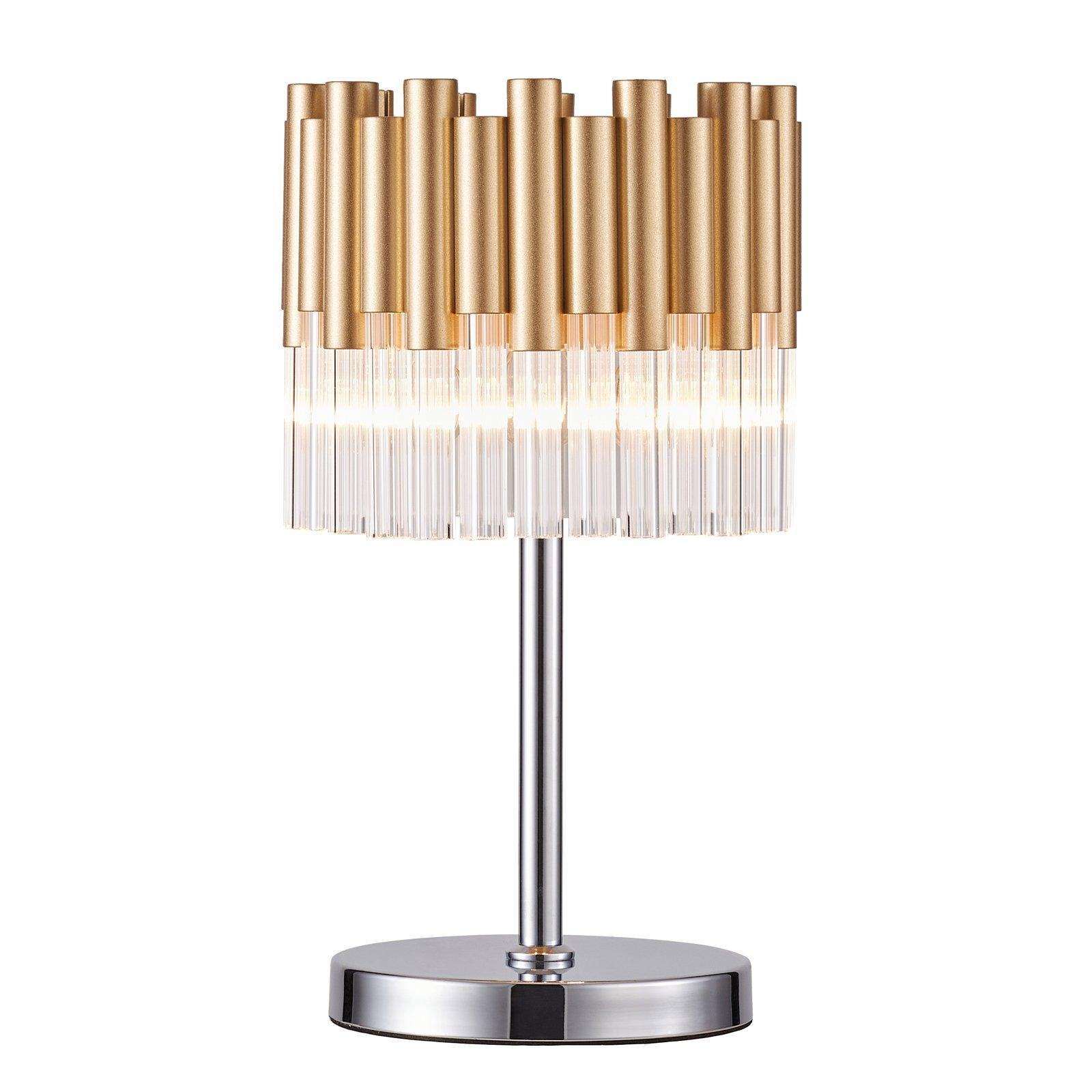 3 Light Gold Table Lamp with Decorative Glass Rods