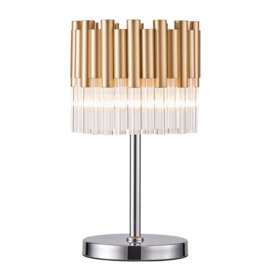 3 Light Gold Table Lamp with Decorative Glass Rods
