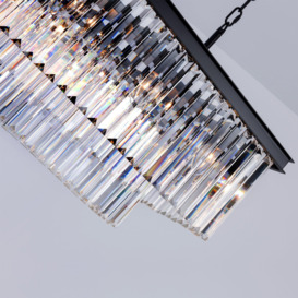 Large 10 Light Pendant Ceiling Light, with Decorative crystals surrounding lights, Kitchen Island Chandelier - thumbnail 2