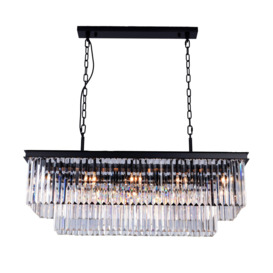 Large 10 Light Pendant Ceiling Light, with Decorative crystals surrounding lights, Kitchen Island Chandelier - thumbnail 1