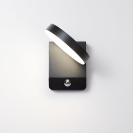 Matt Black Modern Round LED Outdoor Wall Light Mains Powered, Weatherproof, with PIR Sensor - thumbnail 2