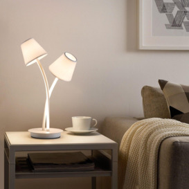 LED Table Lamp, Bedside Table Light with 2 Vintage Lampshades - thumbnail 2