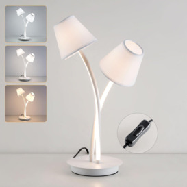 LED Table Lamp, Bedside Table Light with 2 Vintage Lampshades - thumbnail 1