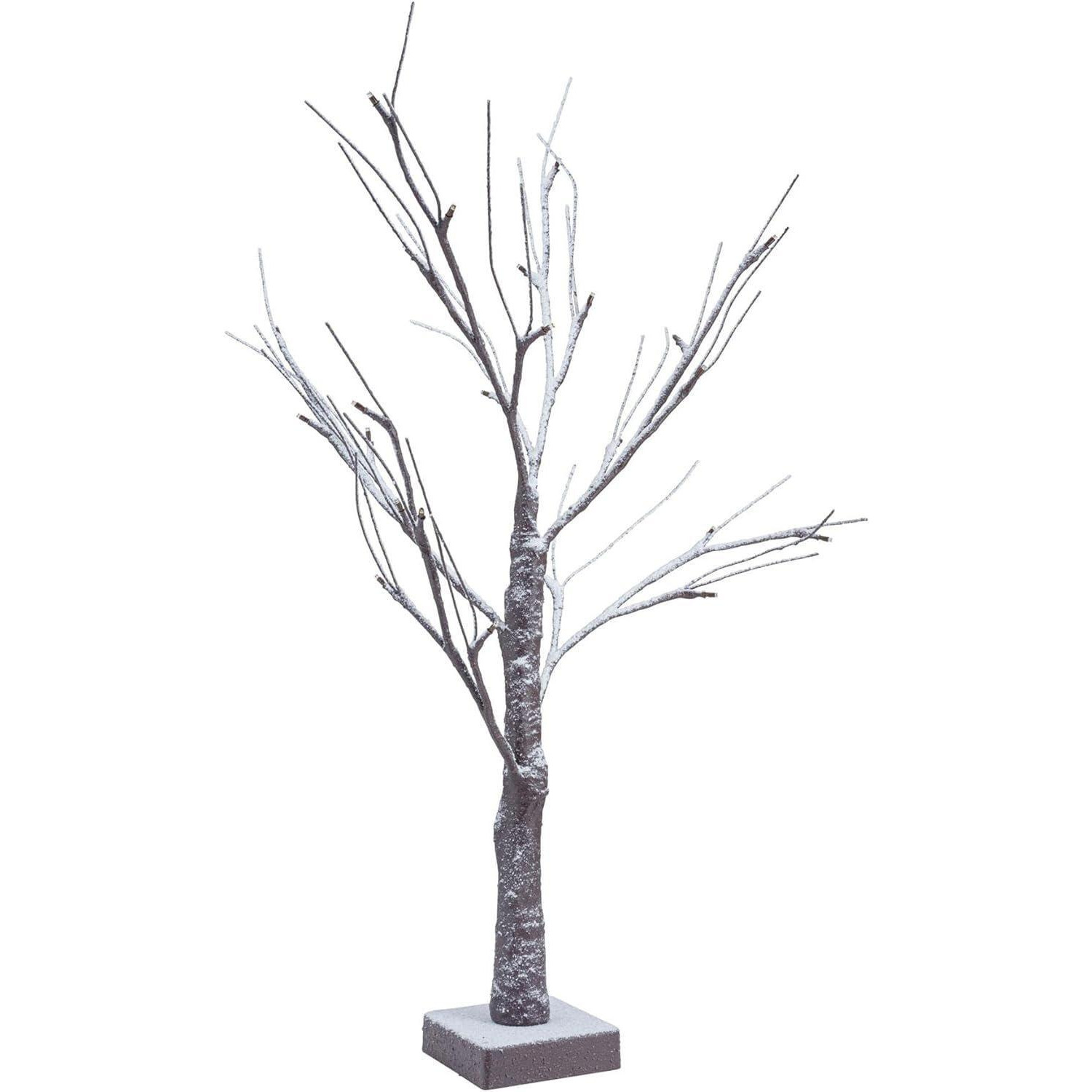 Snowy Effect Brown Birch Christmas Twig Tree with Warm White LEDs - image 1
