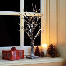Snowy Effect Brown Birch Christmas Twig Tree with Warm White LEDs - thumbnail 2
