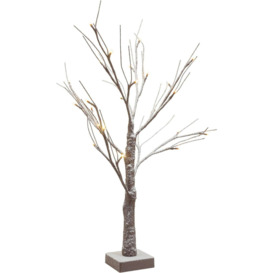 Snowy Effect Brown Birch Christmas Twig Tree with Warm White LEDs - thumbnail 3