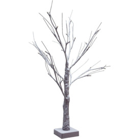 Snowy Effect Brown Birch Christmas Twig Tree with Warm White LEDs