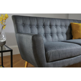 3 Seater Sofa Grey Birlea Loft Settee Modern Retro Style Fabric Wooden Legs - thumbnail 3