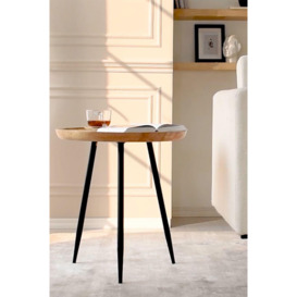 'Chervey' Side Table Solid Mango Wood With Black Tri-Pin Legs - thumbnail 1