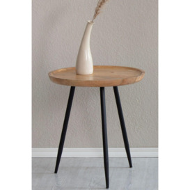 'Chervey' Side Table Solid Mango Wood With Black Tri-Pin Legs - thumbnail 2
