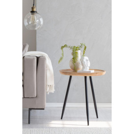 'Chervey' Side Table Solid Mango Wood With Black Tri-Pin Legs - thumbnail 3